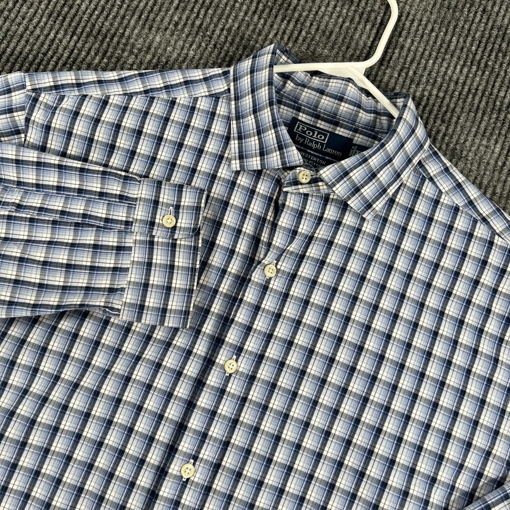 Polo‎ Ralph Lauren Shirt Mens XL Blue Plaid Westerton Button Up Long Sleeve